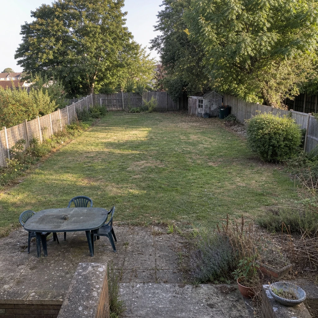 generous garden before the design transformation