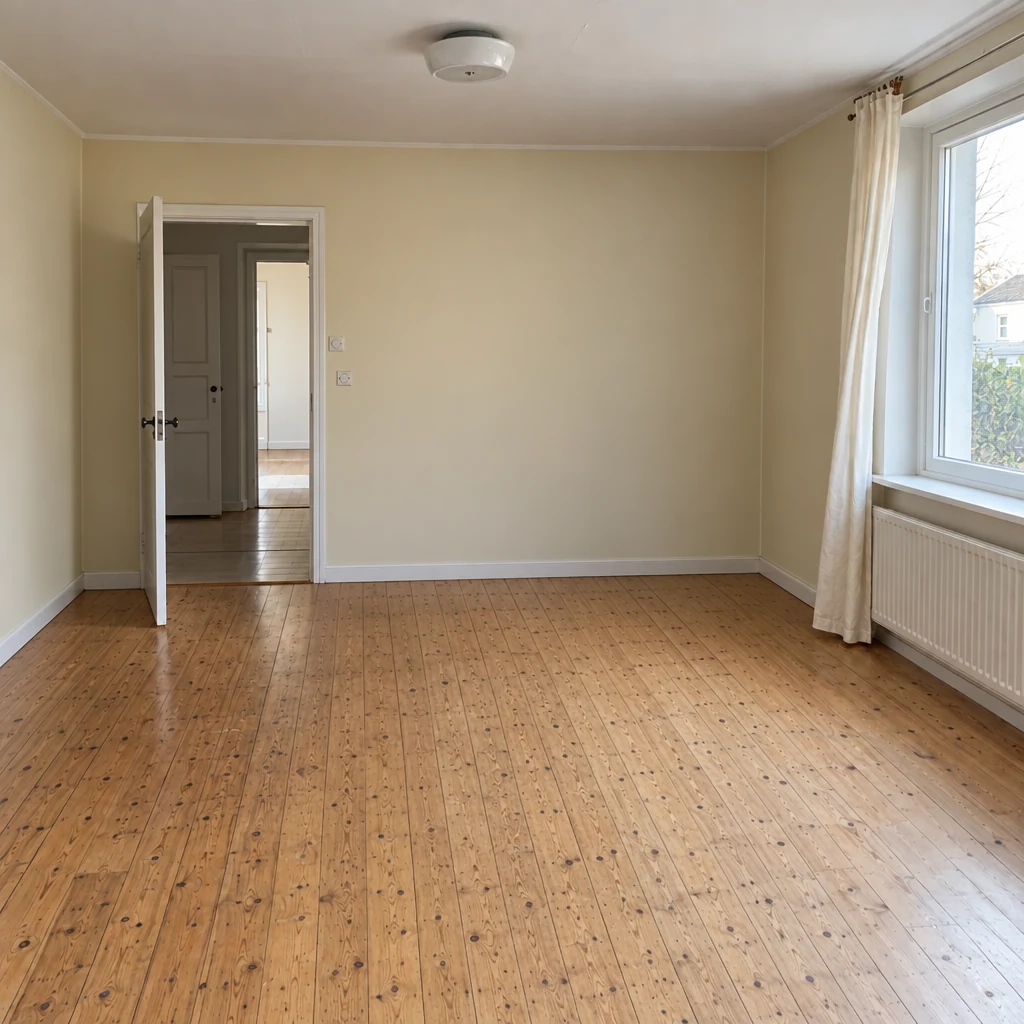 Dining room digitally emptied, retaining its original architecture and finishes